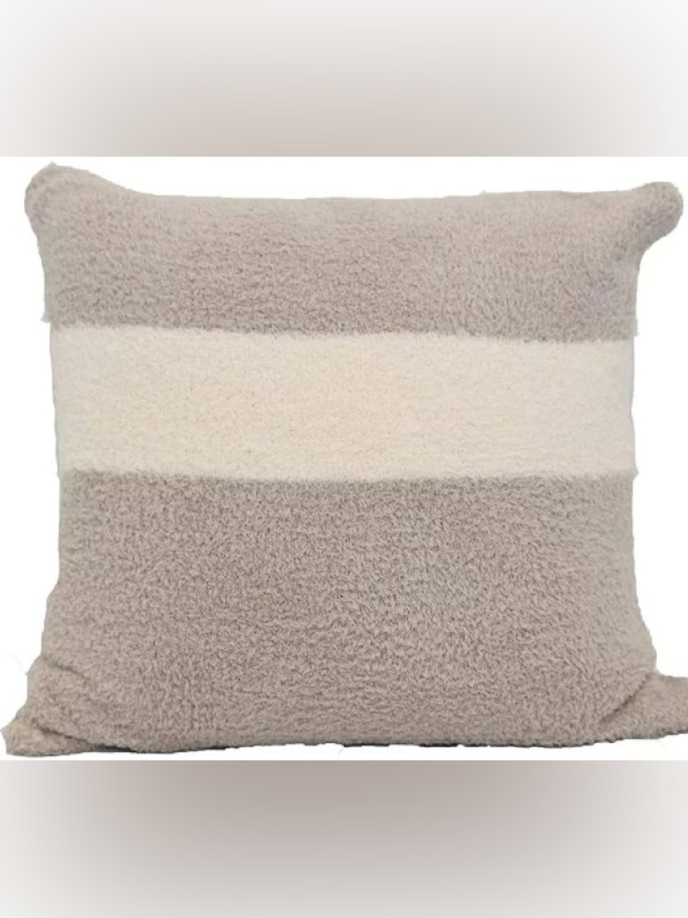 Barefoot Dreams Cozychic Two-Tone Stripe Plush Pillow - Cream and Taupe